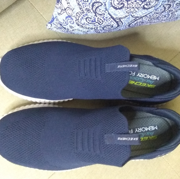 Skechers Elite Flex Wasik slip-on shoes navy blue NWOT - Picture 3 of 11